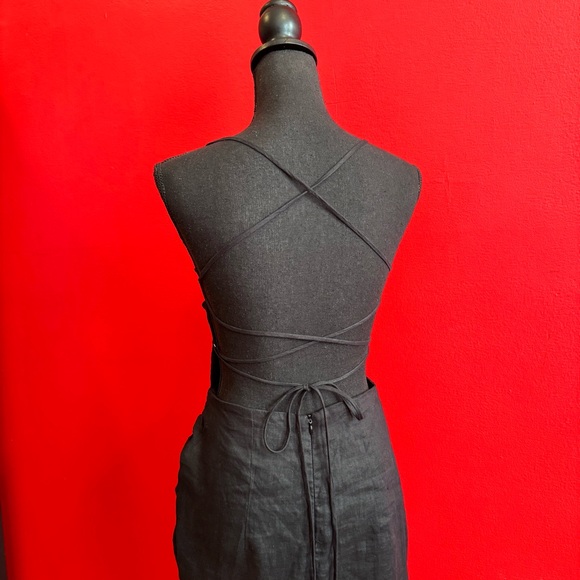 🖤 RUMER Loulou Black Linen Maxi S | Quiet Luxury Bali Yacht Dress l - Picture 10 of 11